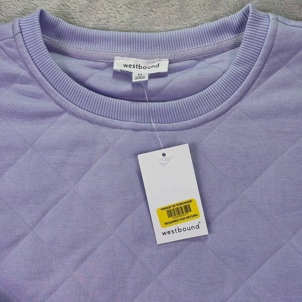 NWT Westbound Women Sweatshirt Size M Purple Quilted Snap Side Pullover Cozy - Picture 7 of 10